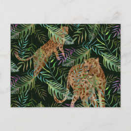Cartão Postal Leopardos exóticos caçando na selva