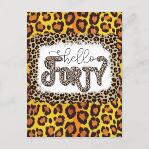 Cartão Postal Lepard Animal Print aniversário de 40 anos Card Na