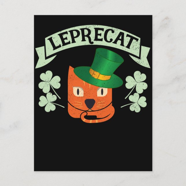 Cartão Postal Leprecat Leprechaun Cat St PattyDay (Frente)