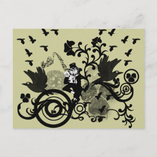 Cartão Postal Leprechaun em preto