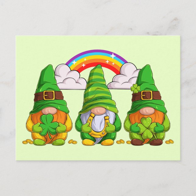 Cartão Postal Leprechaun Gnomos (Frente)