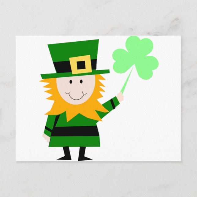Cartão Postal Leprechaun Irish Folklore Fairy Elf Art Cute (Frente)