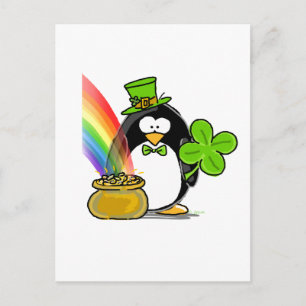 Cartão Postal Leprechaun Penguin