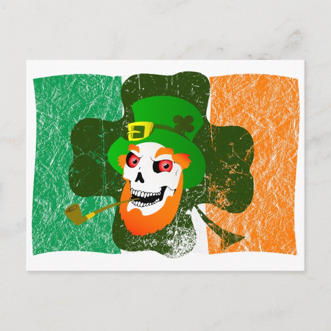 Cartão Postal Leprechaun Skull (Frente)