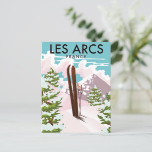 Cartão Postal Les Arcs France viagem ski