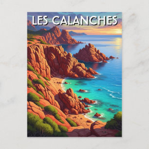 Cartão Postal Les Calanches França Córsega Viagem