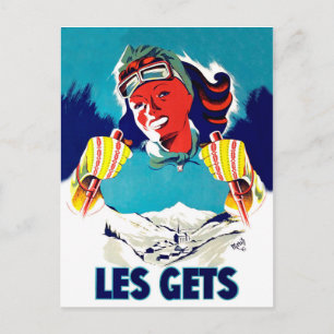 Cartão Postal Les ganha, França, esportes de esqui de inverno,