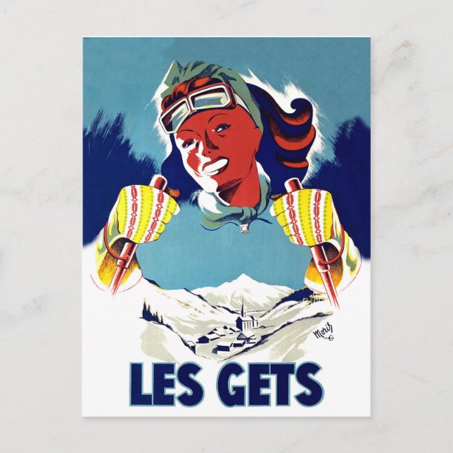 Cartão Postal Les ganha, França, esportes de esqui de inverno, v (Frente)