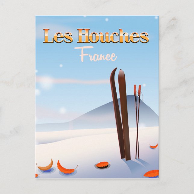 Cartão Postal Les Houches France poster de ski (Frente)