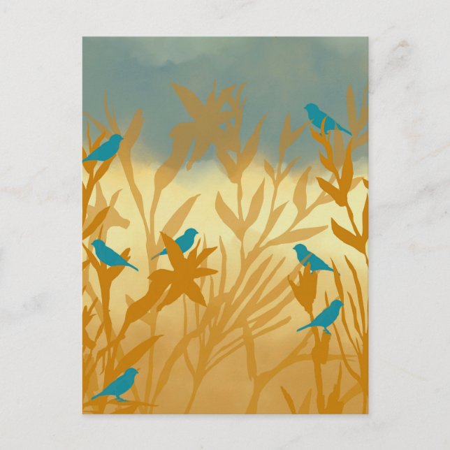 Cartão Postal Les oiseaux bleus (Frente)