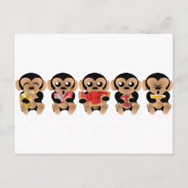 Cartão Postal Les singes qui aiment les frutas