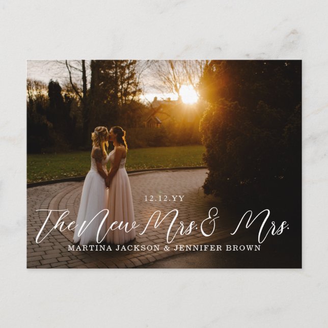 Cartão Postal Lesbian Newlyweds Sra. e Sra. Photo Obrigado (Frente)