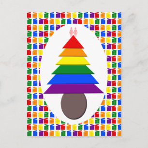 Cartão Postal Lésbicas Árvore de Natal Rainbow e Presentes