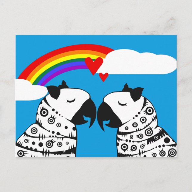 Cartão Postal Lésbicas - Casal com Rainbow (Frente)