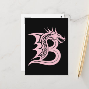 Cartão Postal Letra B Estilizada com Dragão, Alfabeto de Dragão,