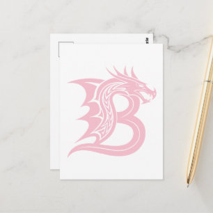 Cartão Postal Letra B Estilizada com Dragão, Alfabeto de Dragão,