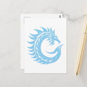 Cartão Postal Letra C Estilizada com Dragão, Alfabeto de Dragão,