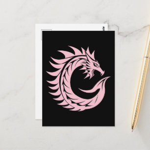 Cartão Postal Letra C Estilizada com Dragão, Alfabeto de Dragão,
