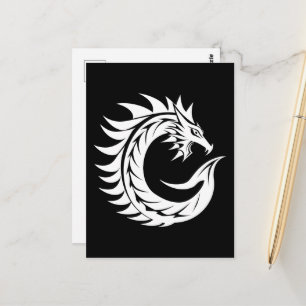 Cartão Postal Letra C Estilizada com Dragão, Alfabeto de Dragão,