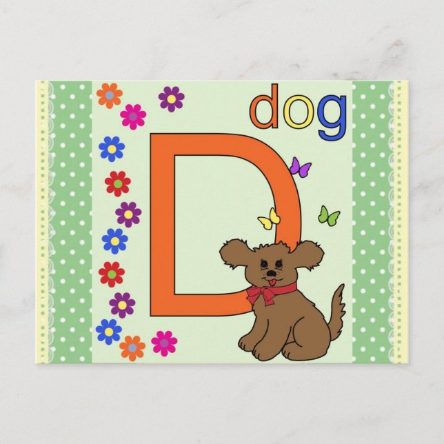 Cartão Postal Letra Cachorro D (Frente)