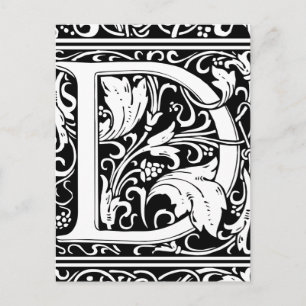 Cartão Postal Letra D Monograma Medieval Art Nouveau