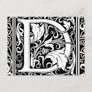 Cartão Postal Letra D Monograma Medieval Art Nouveau