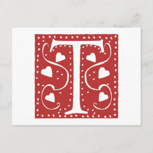 Cartão Postal Letra de Corações de Casamento T
