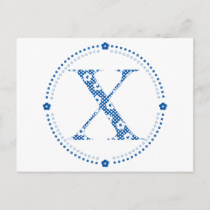 Cartão Postal Letra de padrão da ventoinha X(azul)