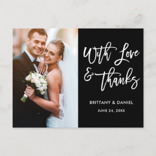 Cartão Postal Letra de Pincel Moderna Amor e Gratidão Casamento 
