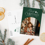 Cartão Postal Letra elegante no natal moderno da fotografia<br><div class="desc">Um design de cartão de saudação de fotos de natal tradicional com fotos e fotos editáveis. Sinta-se livre para personalizar os recursos de imagem e texto.</div>