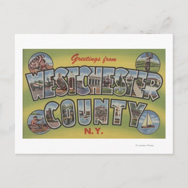 Cartão Postal Letra Grande Cena - Westchester County, NY (Frente)
