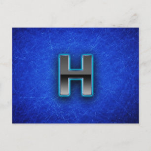 Cartão Postal Letra H - edição azul neon
