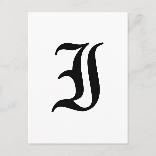 Cartão Postal Letra I Texto em Inglês Antigo com Fundo Branco (Frente)