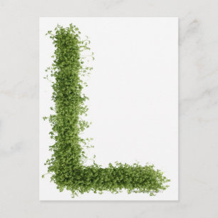 Cartão Postal Letra "L" em grese sobre fundo branco,