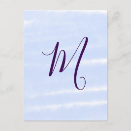 Cartão Postal Letra monograma nome aquarela pastel roxo retrô