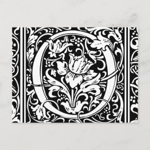 Cartão Postal Letra O Monograma Medieval Arte Nova