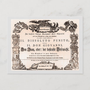 Cartão Postal Letra original, estreia de Viena de Don Giovanni