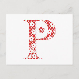 Cartão Postal Letra Padrão Flor P(vermelho)