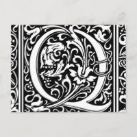 Letra Q Monograma Medieval Arte Nova