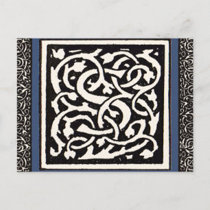 Cartão Postal Letra S Art Nouveau Monograma Vintage