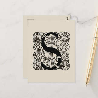 Cartão Postal Letra S Vintage Celtic Knot Monograma