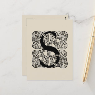 Cartão Postal Letra S Vintage Celtic Knot Monograma