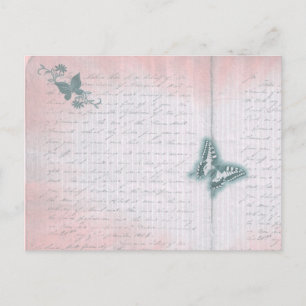 Cartão Postal Letra Vintage Butterfly