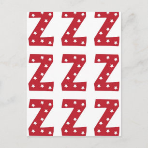 Cartão Postal Letra Z - Estrelas brancas em vermelho escuro
