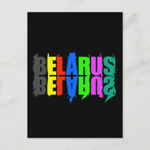 Cartão Postal Letras Alegres Coloridas da Bielorrússia