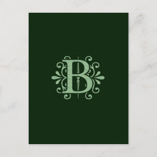 Cartão Postal Letras alfabéticas - letra B - verde