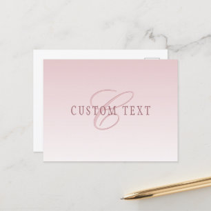 Cartão Postal Letras Elegantes & Monograma Rose Ombre