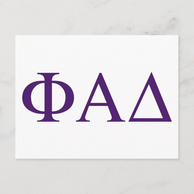 Cartão Postal Letras Gregas Phi Alpha Delta (Frente)
