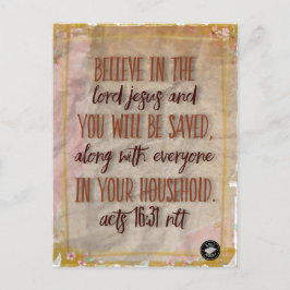 Cartão postal - Letras Verso de Bíblia 16:31 NLT