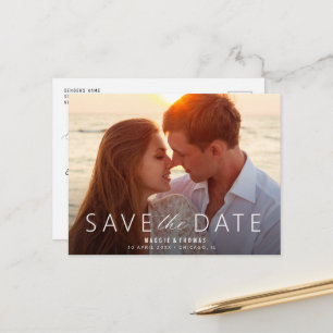 Cartão Postal letreiro branco salvar a data do casamento
